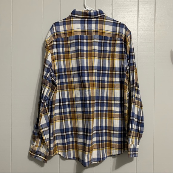 NWOT Men’s Navy & Yellow [G] George Long Sleeve Plaid Button-Down Collared Shirt - Picture 5 of 5